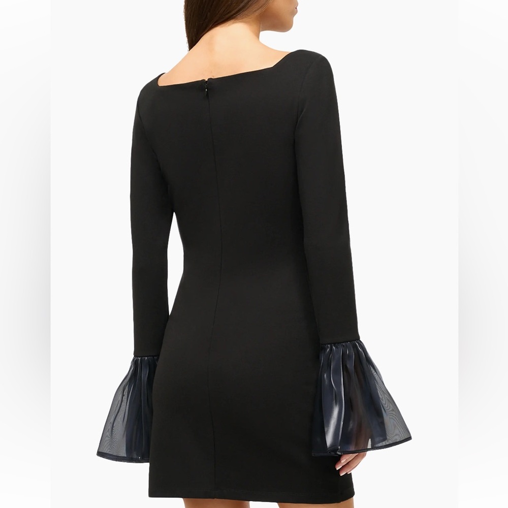NWOT STAUD Hawthorne Chiffon Bell-Sleeves Mini Dress In Black Size XS.